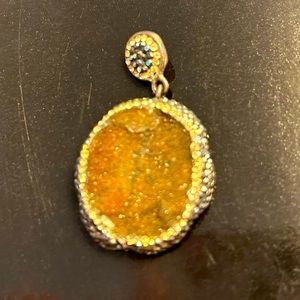 DRUZY quartz pendant. Rich brown, 925 silver surrounded by Swarovski crystals